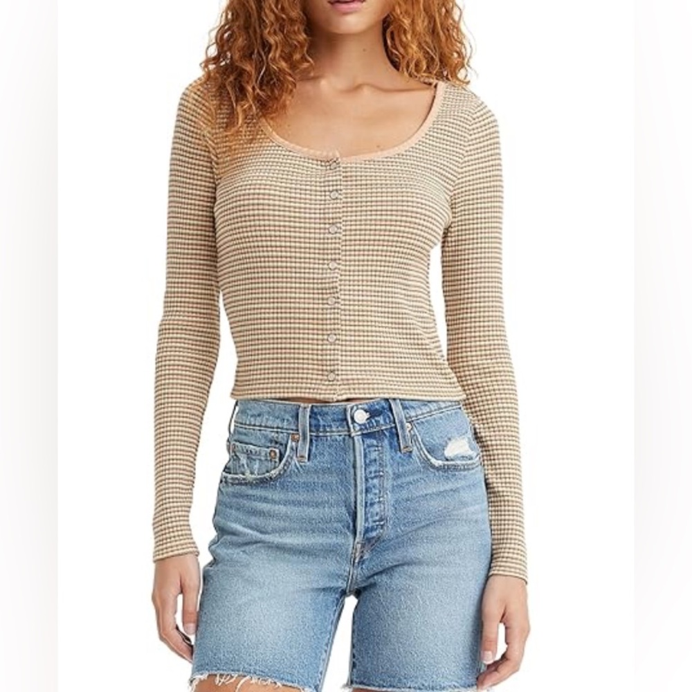 Levi's Women's Tan Long Sleeve Button Up Top